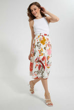 Load image into Gallery viewer, White Floral Pleated Skirt