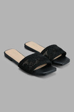 Load image into Gallery viewer, Redtag-Black-Fabric-Trim-Mule-Casual-Sandals-Women's-