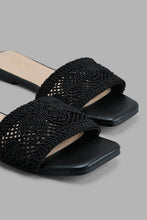Load image into Gallery viewer, Redtag-Black-Fabric-Trim-Mule-Casual-Sandals-Women's-