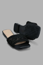 Load image into Gallery viewer, Redtag-Black-Fabric-Trim-Mule-Casual-Sandals-Women's-