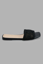 Load image into Gallery viewer, Redtag-Black-Fabric-Trim-Mule-Casual-Sandals-Women's-