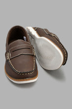 Load image into Gallery viewer, Redtag-Brown-Penny-Loafer-Loafers-Boys-3 to 5 Years
