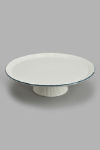 تنزيل الصورة على معرض الصور، Redtag-White-Porcelain-Embossed-Cake-Plate-With-Grey-Border-Baking-Dish-Home-Dining-