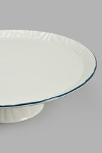 تنزيل الصورة على معرض الصور، Redtag-White-Porcelain-Embossed-Cake-Plate-With-Grey-Border-Baking-Dish-Home-Dining-