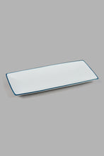 Load image into Gallery viewer, Redtag-White-Porcelain-Embossed-Rectangle-Platter-With-Blue-Border-Category:Trays,-Colour:White,-DANDELION,-Filter:Home-Dining,-HMW-DIN-Sew-Serveware,-New-In,-New-In-HMW-DIN,-Non-Sale,-S22B,-Section:Homewares-Home-Dining-