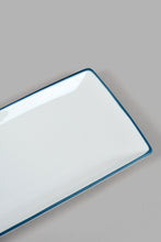 Load image into Gallery viewer, Redtag-White-Porcelain-Embossed-Rectangle-Platter-With-Blue-Border-Category:Trays,-Colour:White,-DANDELION,-Filter:Home-Dining,-HMW-DIN-Sew-Serveware,-New-In,-New-In-HMW-DIN,-Non-Sale,-S22B,-Section:Homewares-Home-Dining-