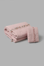 Load image into Gallery viewer, Redtag-Pink-Bedspread-Set-With-Tassel-
(Single-Size)-Bedspreads-Home-Bedroom-