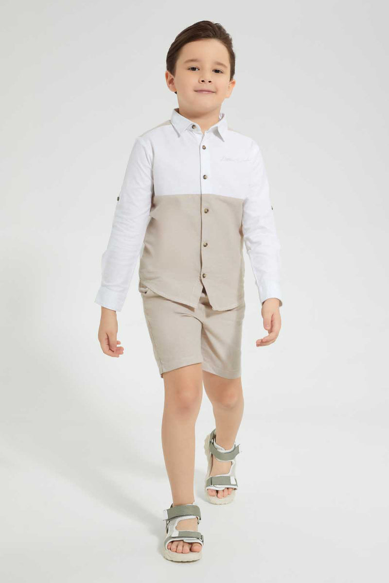 Redtag-Stone-Cut-And-Sew-Shirt-And-Short-Set-Sets-Boys-2 to 8 Years