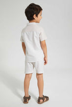 تنزيل الصورة على معرض الصور، Redtag-Stone-Stripe-Panelled-Shirt-And-Short-Set-Sets-Boys-2 to 8 Years