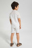 Redtag-Stone-Stripe-Panelled-Shirt-And-Short-Set-Sets-Boys-2 to 8 Years