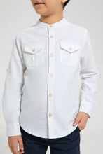 تنزيل الصورة على معرض الصور، Redtag-White-Double-Pocket-Mandarin-Collar-Shirt-Casual-Shirts-Boys-2 to 8 Years