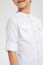 تنزيل الصورة على معرض الصور، Redtag-White-Double-Pocket-Mandarin-Collar-Shirt-Casual-Shirts-Boys-2 to 8 Years