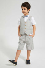 تنزيل الصورة على معرض الصور، Redtag-Beige-Check-Waistcoat-And-Shirt-Set-Sets-Boys-2 to 8 Years
