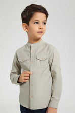 تنزيل الصورة على معرض الصور، Redtag-Stone-Double-Pocket-Mandarin-Collar-Shirt-Casual-Shirts-Boys-2 to 8 Years