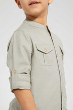 تنزيل الصورة على معرض الصور، Redtag-Stone-Double-Pocket-Mandarin-Collar-Shirt-Casual-Shirts-Boys-2 to 8 Years