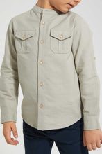 تنزيل الصورة على معرض الصور، Redtag-Stone-Double-Pocket-Mandarin-Collar-Shirt-Casual-Shirts-Boys-2 to 8 Years