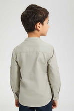 تنزيل الصورة على معرض الصور، Redtag-Stone-Double-Pocket-Mandarin-Collar-Shirt-Casual-Shirts-Boys-2 to 8 Years