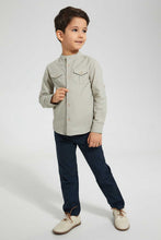تنزيل الصورة على معرض الصور، Redtag-Stone-Double-Pocket-Mandarin-Collar-Shirt-Casual-Shirts-Boys-2 to 8 Years