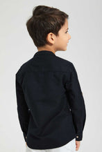 تنزيل الصورة على معرض الصور، Redtag-Black-Double-Pocket-Mandarin-Collar-Shirt-Casual-Shirts-Boys-2 to 8 Years