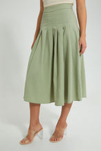 Load image into Gallery viewer, Redtag-Green-Flared-Skirt-Colour:Green,-Filter:Women's-Clothing,-Limited-Edition-Skirts,-New-In,-New-In-Women,-Non-Sale,-S22B,-Section:Women-Women's-