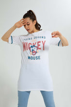 تنزيل الصورة على معرض الصور، Redtag-White-Mickey-Long-Line-Character-T-Shirt-Character-Women's-
