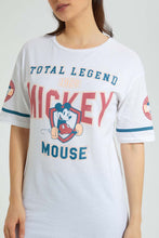 تنزيل الصورة على معرض الصور، Redtag-White-Mickey-Long-Line-Character-T-Shirt-Character-Women's-