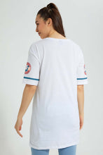 تنزيل الصورة على معرض الصور، Redtag-White-Mickey-Long-Line-Character-T-Shirt-Character-Women's-