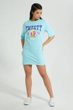 تنزيل الصورة على معرض الصور، Redtag-Blue-Tweety-Long-Line-Character-T-Shirt-Colour:Blue,-Filter:Women's-Clothing,-New-In,-New-In-Women,-Non-Sale,-S22B,-Section:Women,-Women-T-Shirts-Women's-