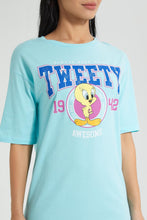 تنزيل الصورة على معرض الصور، Redtag-Blue-Tweety-Long-Line-Character-T-Shirt-Colour:Blue,-Filter:Women's-Clothing,-New-In,-New-In-Women,-Non-Sale,-S22B,-Section:Women,-Women-T-Shirts-Women's-