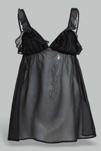 تنزيل الصورة على معرض الصور، Redtag-Black-Plain-Non-Padded-Frill-Babydoll-With-Thong-Babydolls-Women's-