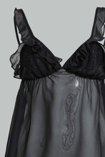 تنزيل الصورة على معرض الصور، Redtag-Black-Plain-Non-Padded-Frill-Babydoll-With-Thong-Babydolls-Women's-