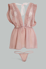 تنزيل الصورة على معرض الصور، Redtag-Blush-Plain-Non-Padded-Lace-Babydoll-With-Thong-Babydolls-Women's-