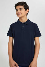 Load image into Gallery viewer, Redtag-Navy-Basic-Polo-Polo-Shirts-Senior-Boys-9 to 14 Years