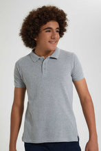 Load image into Gallery viewer, Redtag-Grey-Mel-Basic-Polo-Plain-Senior-Boys-9 to 14 Years