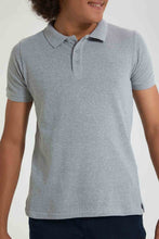 Load image into Gallery viewer, Redtag-Grey-Mel-Basic-Polo-Plain-Senior-Boys-9 to 14 Years