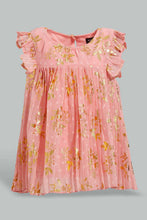 Load image into Gallery viewer, Redtag-Light-Coral-Foil-Printed-Pleated-Blouse-Blouses-Infant-Girls-3 to 24 Months