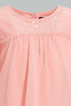 تنزيل الصورة على معرض الصور، Redtag-Light-Coral-Fluter-Sleeves-Front-Sequins-Blouse-Blouses-Infant-Girls-3 to 24 Months