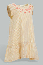 تنزيل الصورة على معرض الصور، Redtag-Coral-Front-Embroidery-Ruffle-Sleeves-Dress-Dresses-Infant-Girls-3 to 24 Months