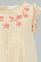 تنزيل الصورة على معرض الصور، Redtag-Coral-Front-Embroidery-Ruffle-Sleeves-Dress-Dresses-Infant-Girls-3 to 24 Months