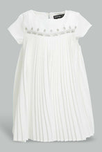 Load image into Gallery viewer, Redtag-Ivory-Front-Embroidery-Pleated-Dress-Dresses-Infant-Girls-3 to 24 Months