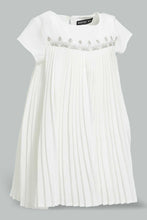 Load image into Gallery viewer, Redtag-Ivory-Front-Embroidery-Pleated-Dress-Dresses-Infant-Girls-3 to 24 Months