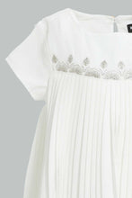 Load image into Gallery viewer, Redtag-Ivory-Front-Embroidery-Pleated-Dress-Dresses-Infant-Girls-3 to 24 Months