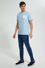Load image into Gallery viewer, Redtag-Blue-Shoulder-Panel-T-Shirt-Colour:Blue,-Filter:Men's-Clothing,-Men-T-Shirts,-New-In,-New-In-Men,-Non-Sale,-S22B,-Section:Men-Men's-