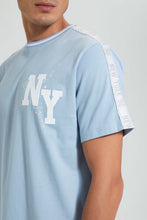 Load image into Gallery viewer, Redtag-Blue-Shoulder-Panel-T-Shirt-Colour:Blue,-Filter:Men's-Clothing,-Men-T-Shirts,-New-In,-New-In-Men,-Non-Sale,-S22B,-Section:Men-Men's-