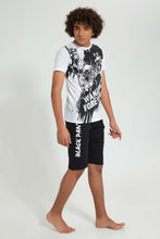 تنزيل الصورة على معرض الصور، Redtag-White-Black-Panther-Night-Suit-Pyjama-Sets-Senior-Boys-9 to 14 Years