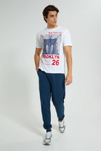 تنزيل الصورة على معرض الصور، Redtag-Navy-Pique-Jog-Pant-Joggers-Men's-