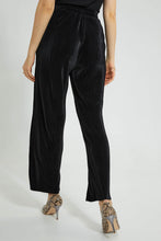Load image into Gallery viewer, Redtag-Black-Plisse-Trouser-Trousers-Women's-