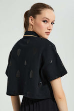 Load image into Gallery viewer, Redtag-Black-Cropped-Polo-Tops-Women's-