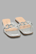 Load image into Gallery viewer, Redtag-Silver-Chain-Mule-On-Vinyl-Upper-Mules-Women's-