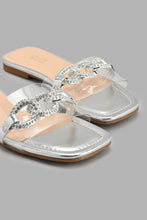 Load image into Gallery viewer, Redtag-Silver-Chain-Mule-On-Vinyl-Upper-Mules-Women's-